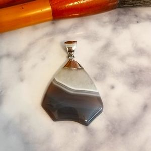 Grey Agate Silver (925) Pendant